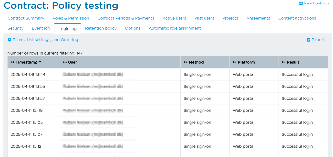 Login log