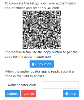 Portal MFA authenticator setup