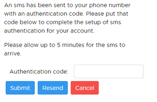 Portal MFA SMS code